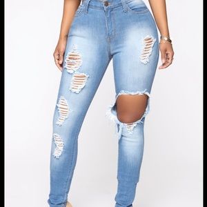 Fashion Nova Glistening Jeans- Medium Wash